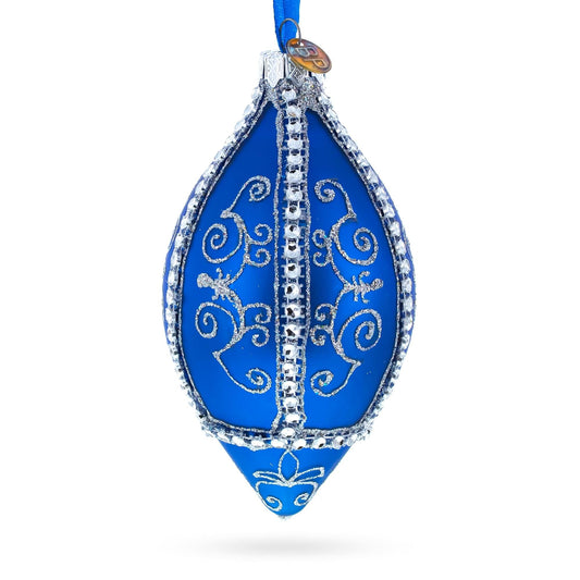 a blue and silver ornament