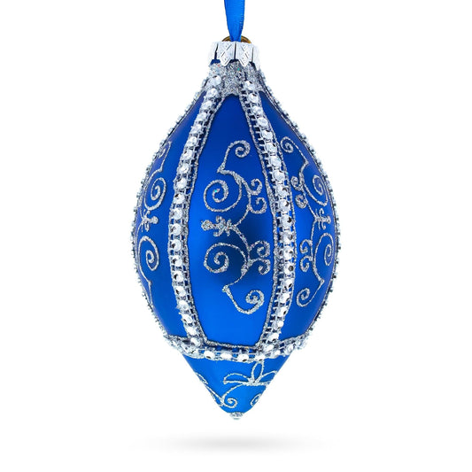 a blue and silver ornament