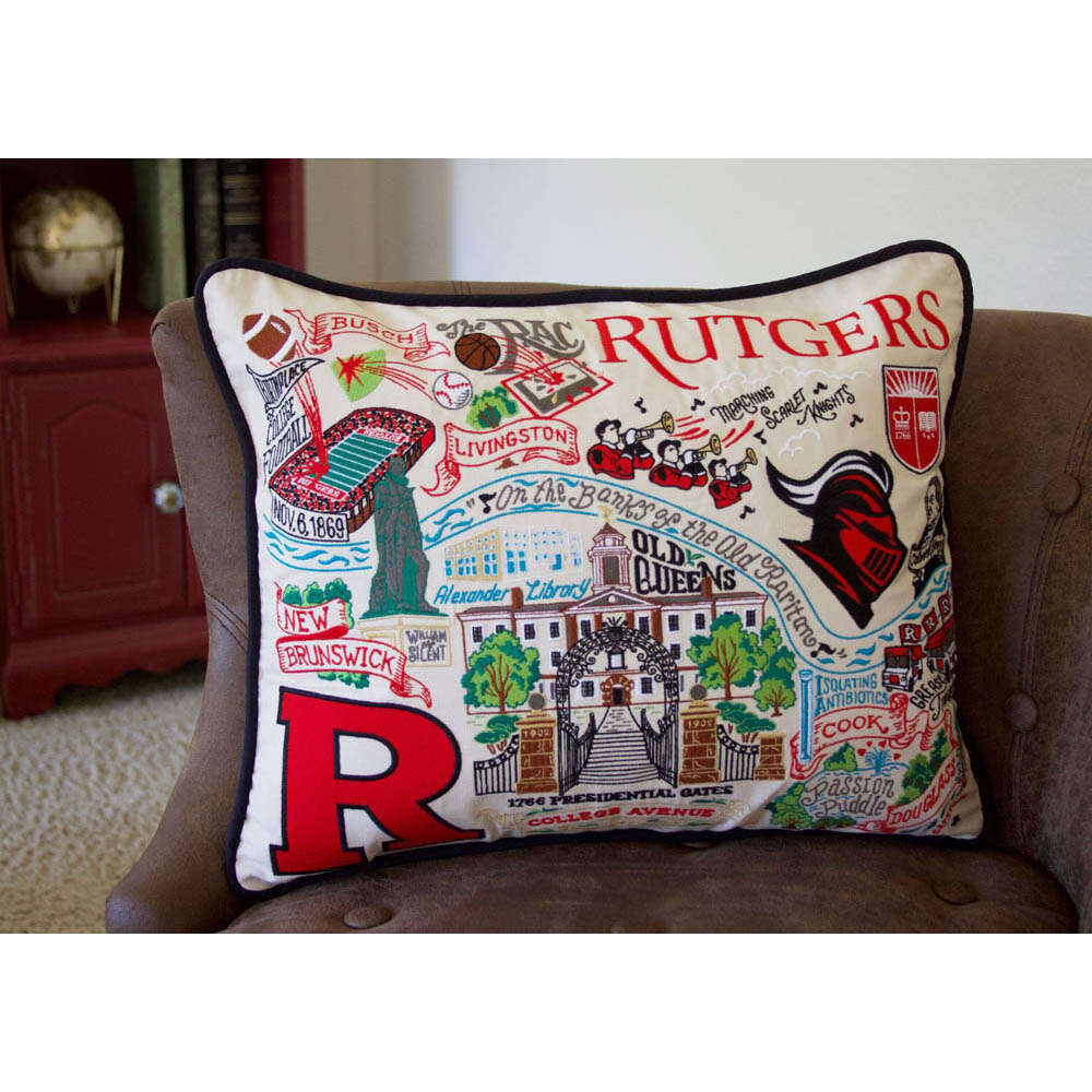 Rutgers University Collegiate Embroidered Pillow by CatStudio