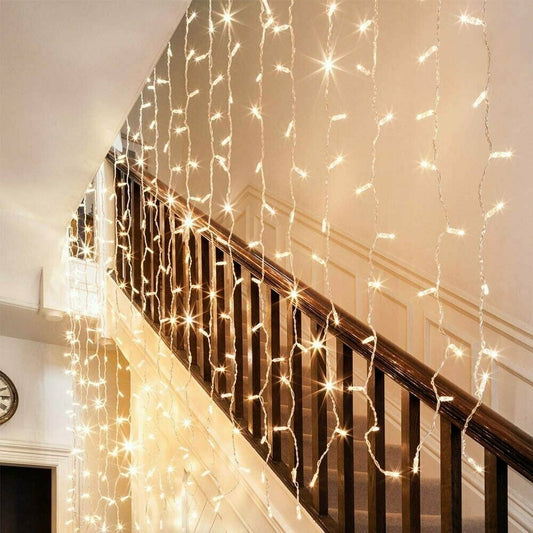 300 LED 9ft x 9ft Twinkling Curtain Lights Plug in