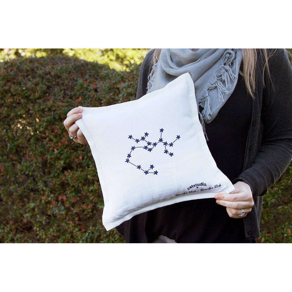 Sagittarius Astrology Hand-Embroidered Pillow by Cat Studio