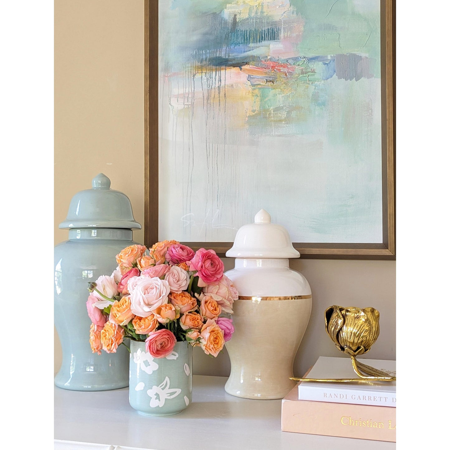 Sakura Ginger Jars in Hydrangea Light Blue