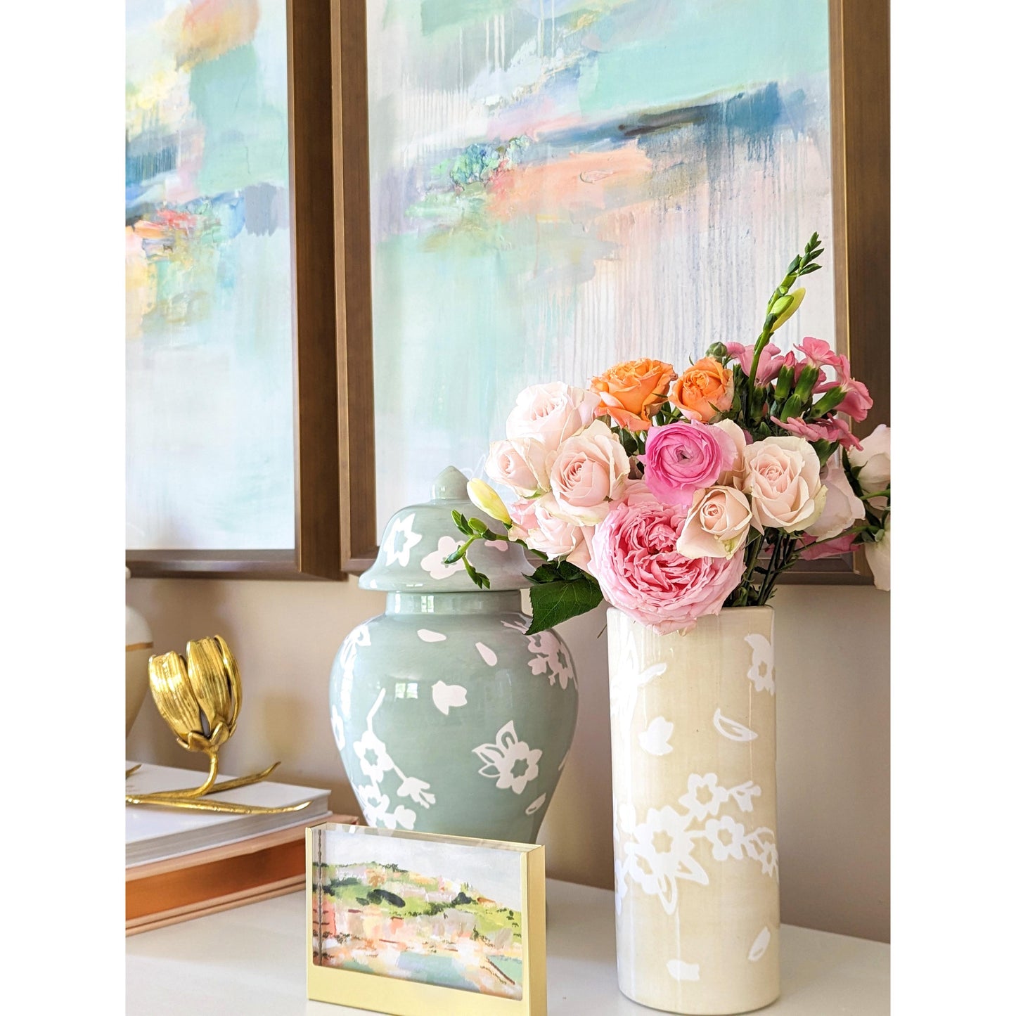 Sakura Ginger Jars in Hydrangea Light Blue