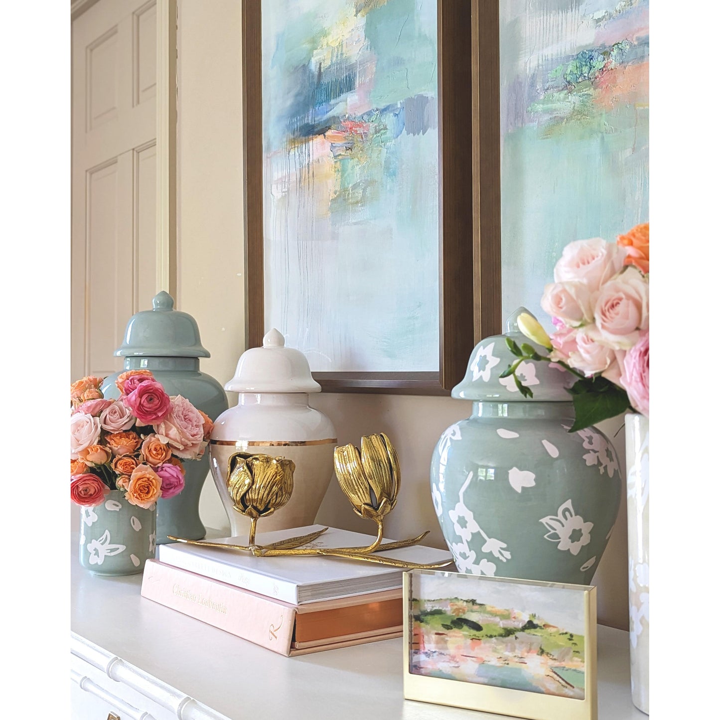 Sakura Ginger Jars in Hydrangea Light Blue