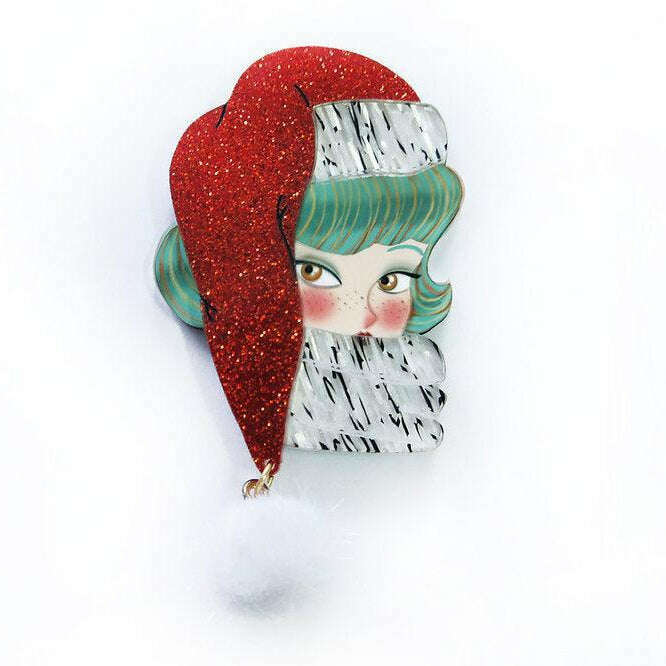 Santa Claus Jolly Green Brooch by Laliblue