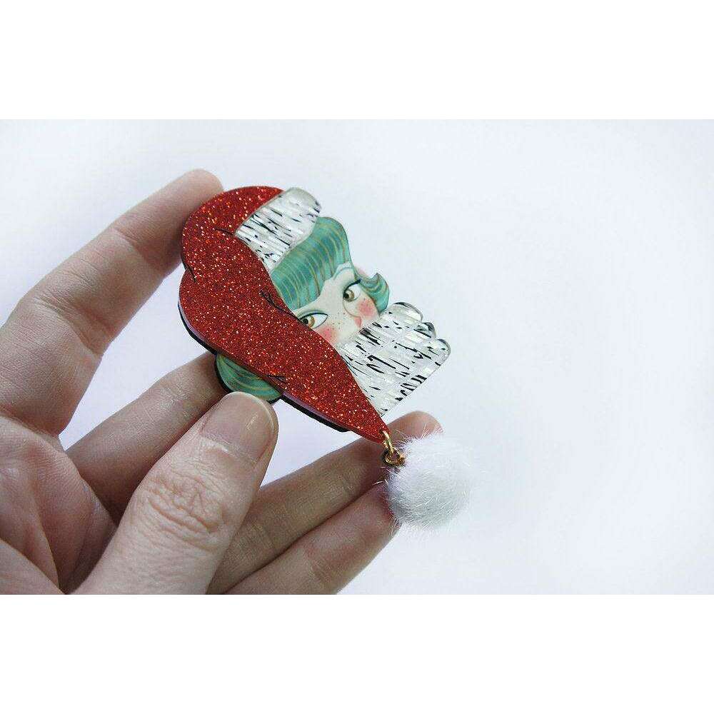 Santa Claus Jolly Green Brooch by Laliblue