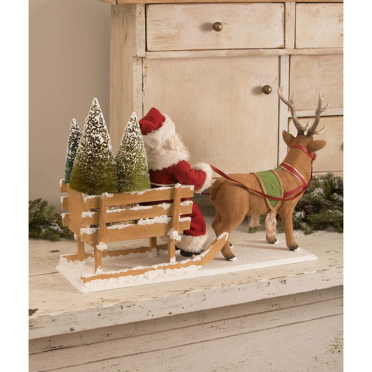 Santa in a One Horse Open Sleigh Vintage Santa by Bethany Lowe Designs