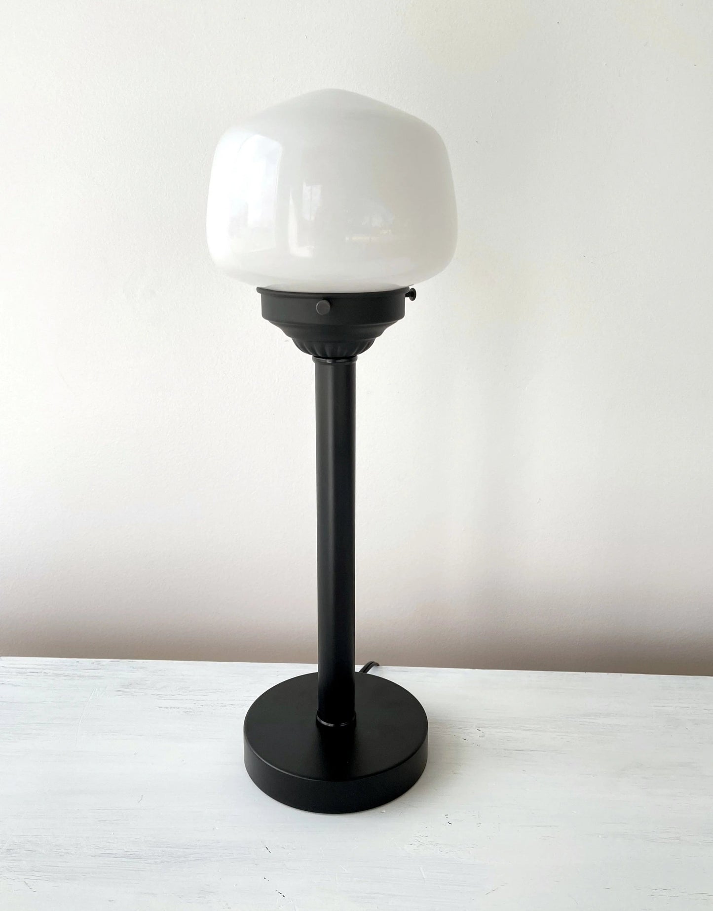 Small Schoolhouse Milk Glass Tall Table Lamp