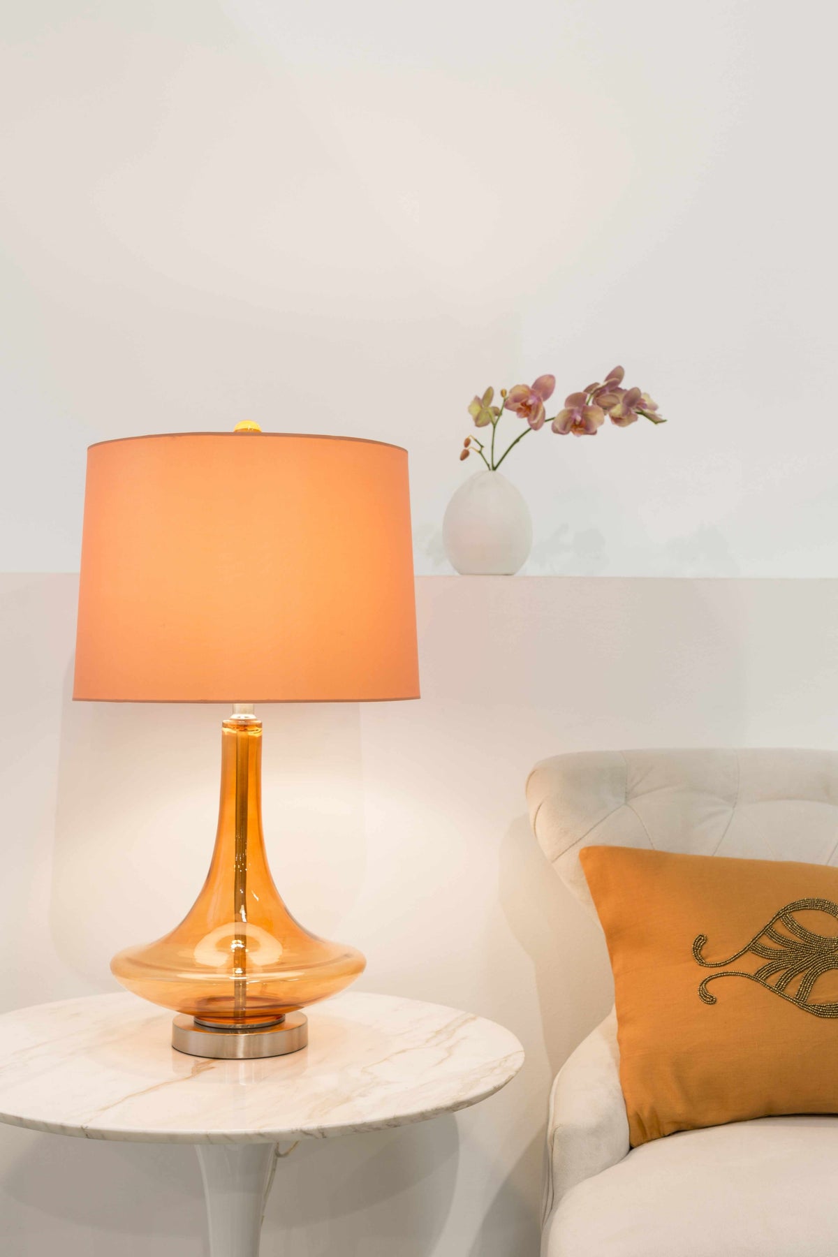 a lamp on a table