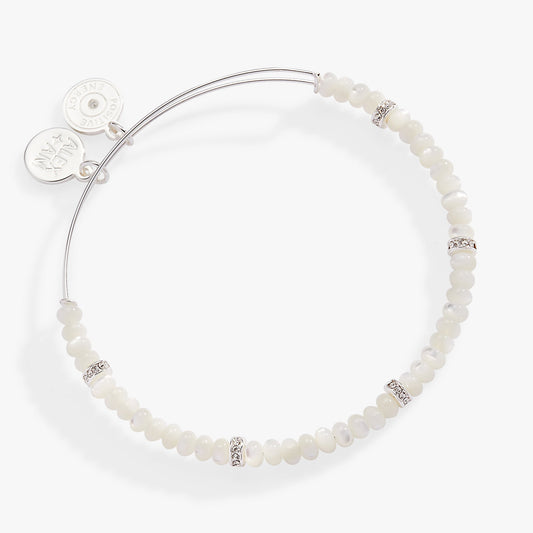 White Semi-Precious Rondelle Beaded Bangle