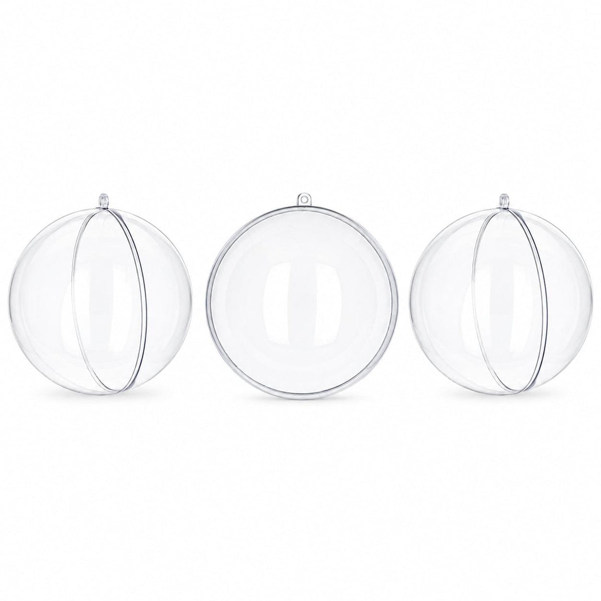Set of 3 Clear Plastic Ball Ornaments 4.7 Inches