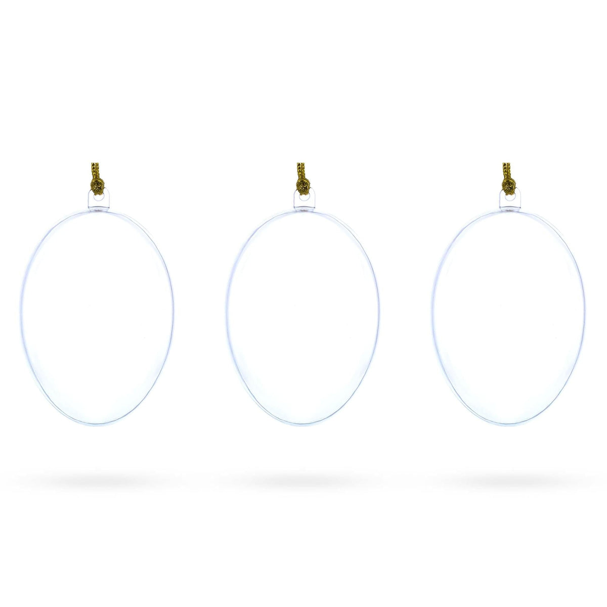 Set of 3 Clear Plastic Egg Ornaments 3.4 Inches (86 mm)