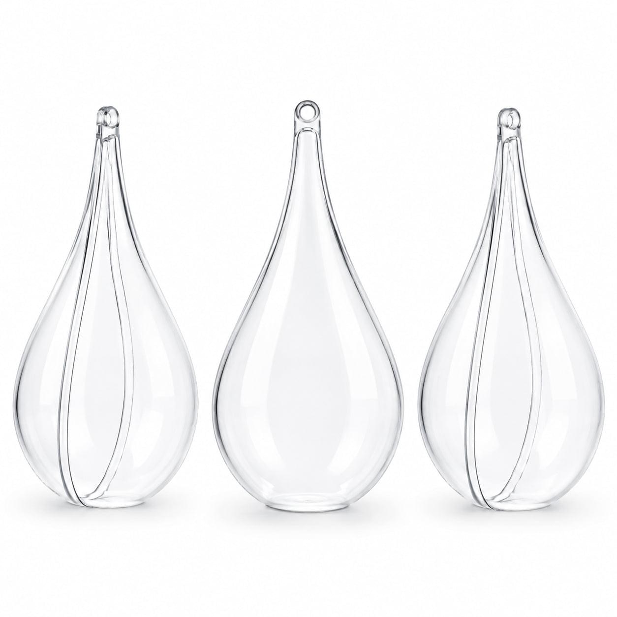 Set of 3 Clear Plastic Waterdrop Ornaments 4.3 Inches (109 mm)