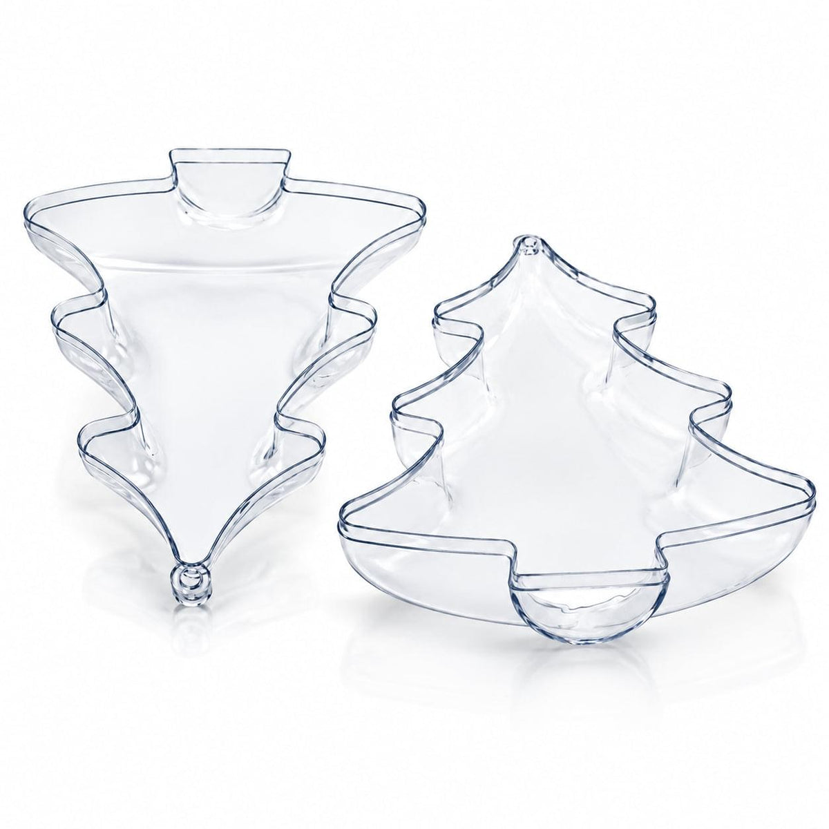 Set of 3 Clear Plastic Christmas Tree Shape Ornaments 4.35 Inches