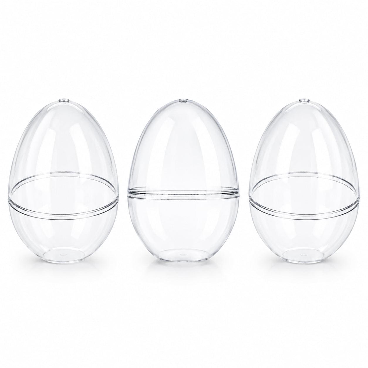 Set of 3 Clear Plastic Standing Egg Ornaments 3.58 Inches (91 mm)