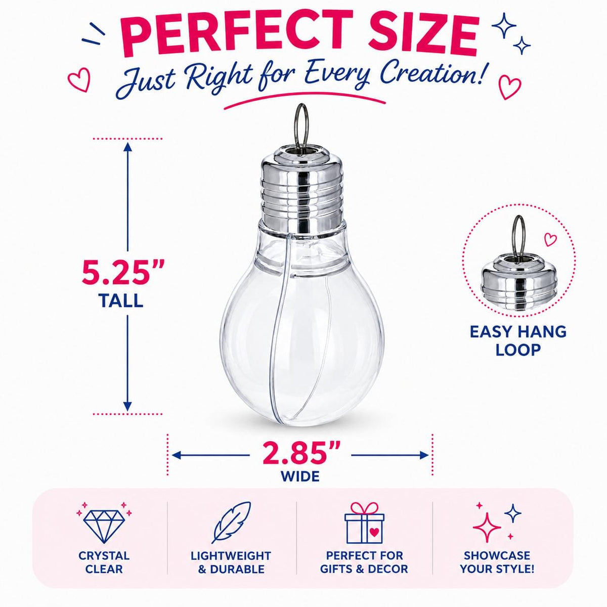 Clear Plastic Bulb Ornaments 5.25 Inches