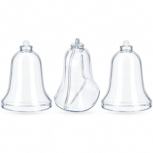 Set of 3 Clear Plastic Bell Ornaments 3.7 Inches (94 mm)