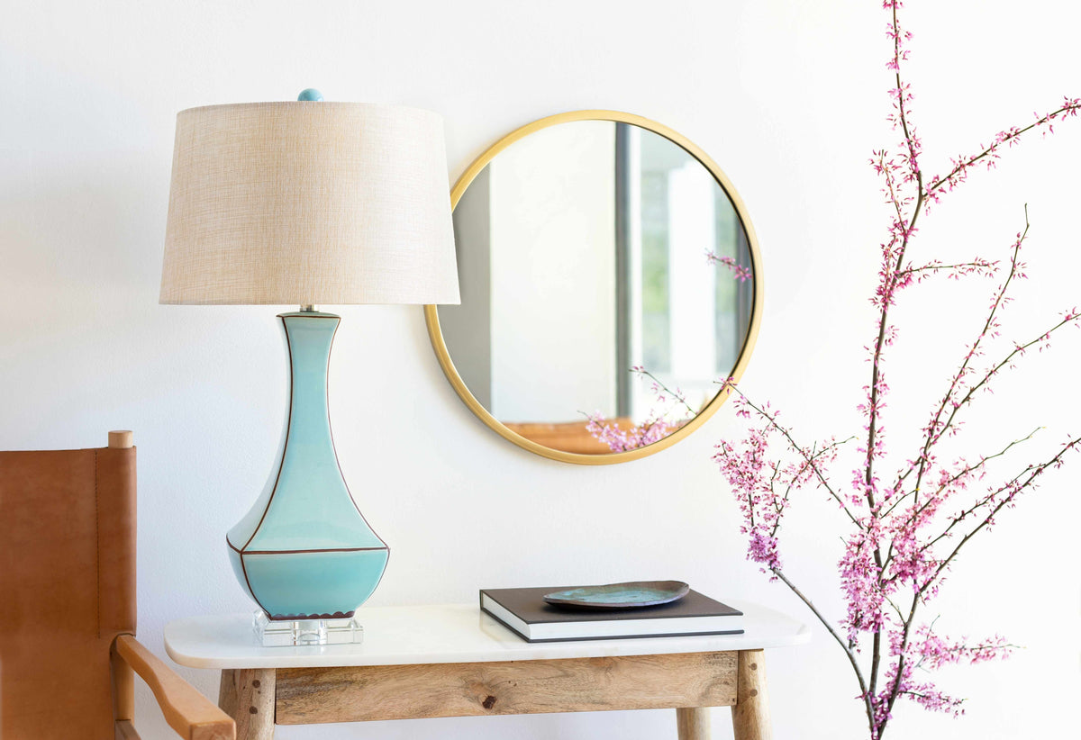 a lamp on a table