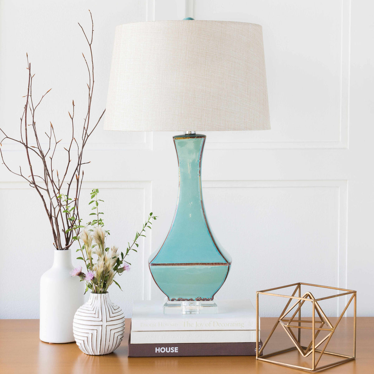 a lamp on a table