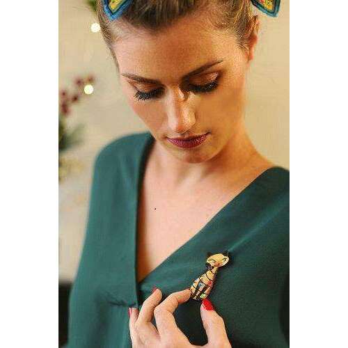 Siamese Cat with Christmas Lights Brooch by Laliblue