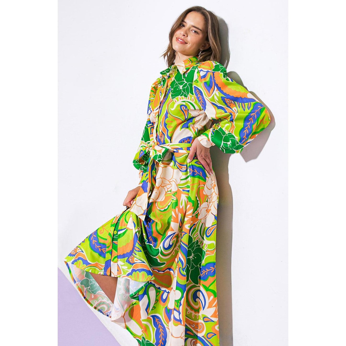 DESIRABLE STYLE WOVEN MIDI DRESS