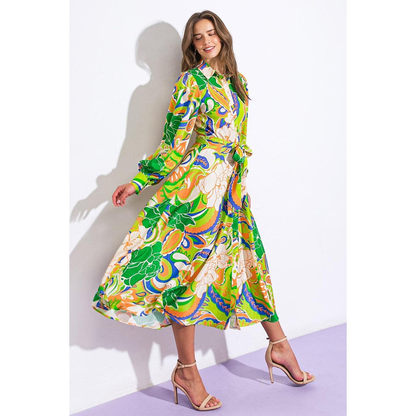 DESIRABLE STYLE WOVEN MIDI DRESS