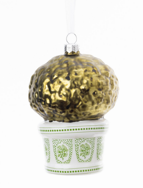 a gold and white ornament