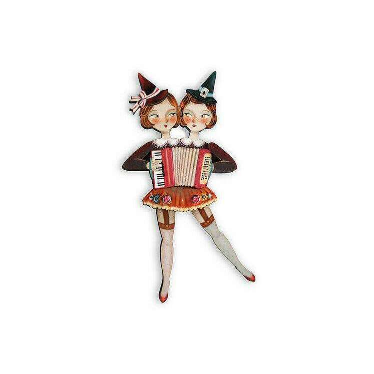 Sister Accordionists Circus Brooch by Laliblue