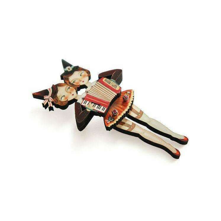Sister Accordionists Circus Brooch by Laliblue