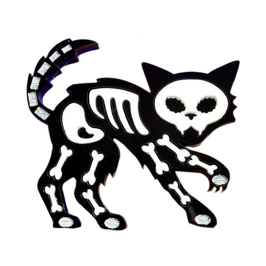 Skeleton Cat Brooch by Cherryloco Jewellery