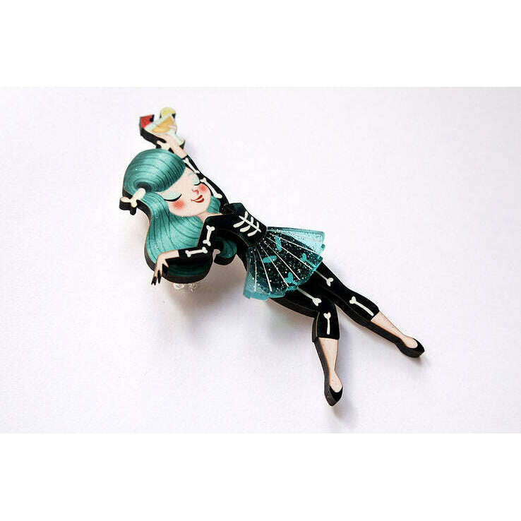 Skeleton Woman Brooch by Laliblue