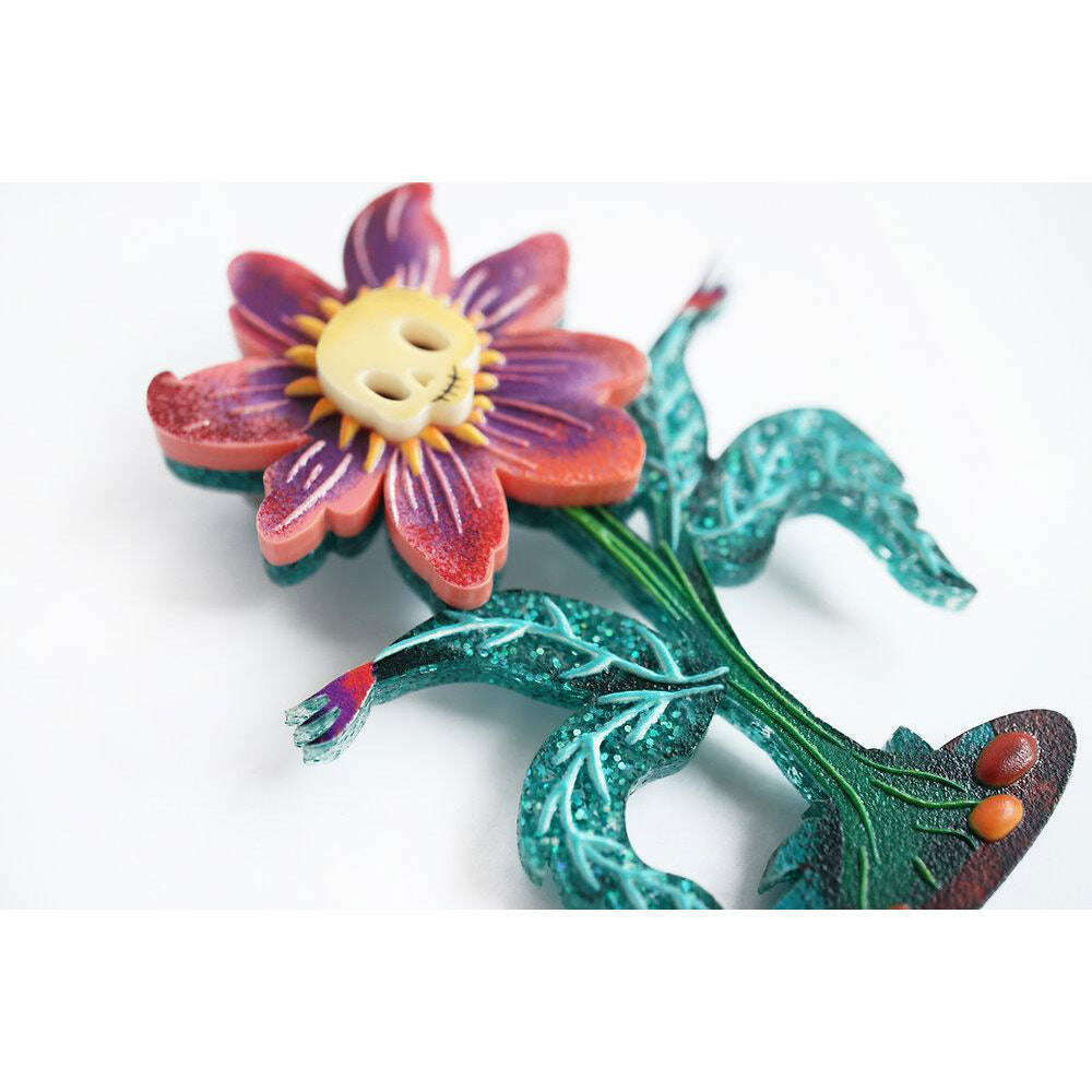 Skull Flower Brooch by Laliblue