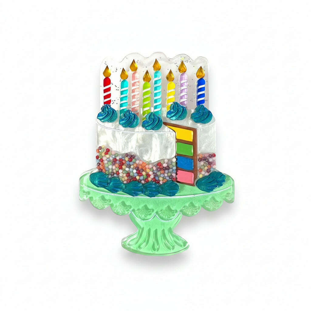 "Slice, Slice Baby" Birthday Cake Brooch by Lipstick & Chrome