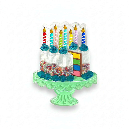 "Slice, Slice Baby" Birthday Cake Brooch by Lipstick & Chrome