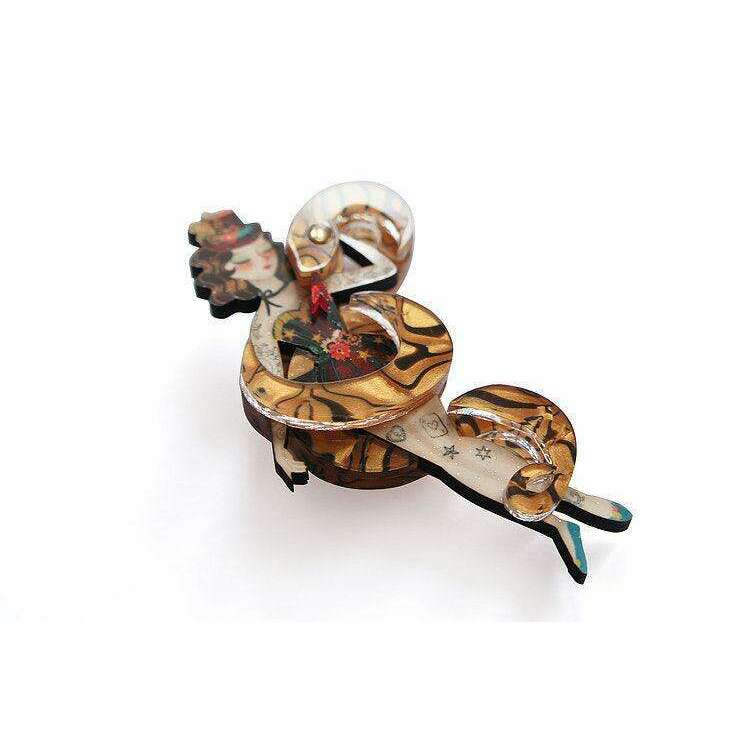 Snake Charmer Halloween Brooch by Laliblue