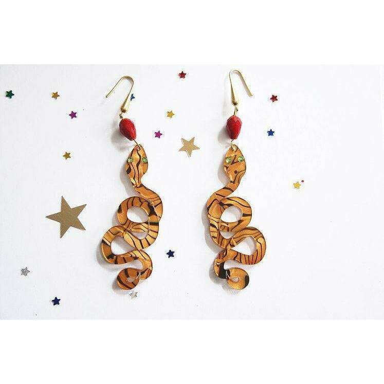 Snake Earrings Halloween Brooch by Laliblue