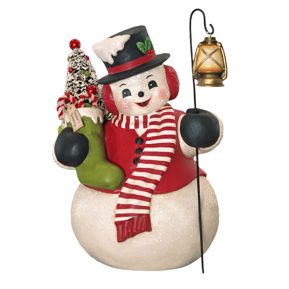 Snowman Stanley with Lantern | Bethany Lowe | Christmas Decor