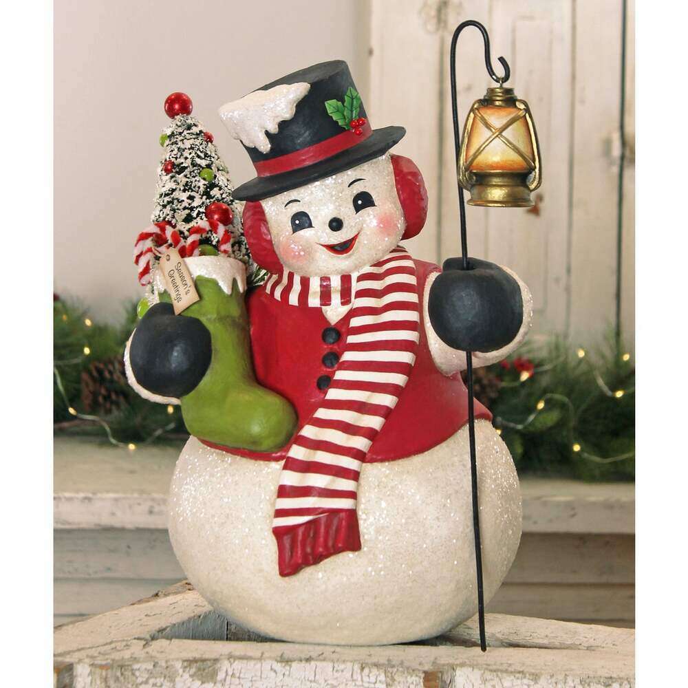 Snowman Stanley with Lantern | Bethany Lowe | Christmas Decor