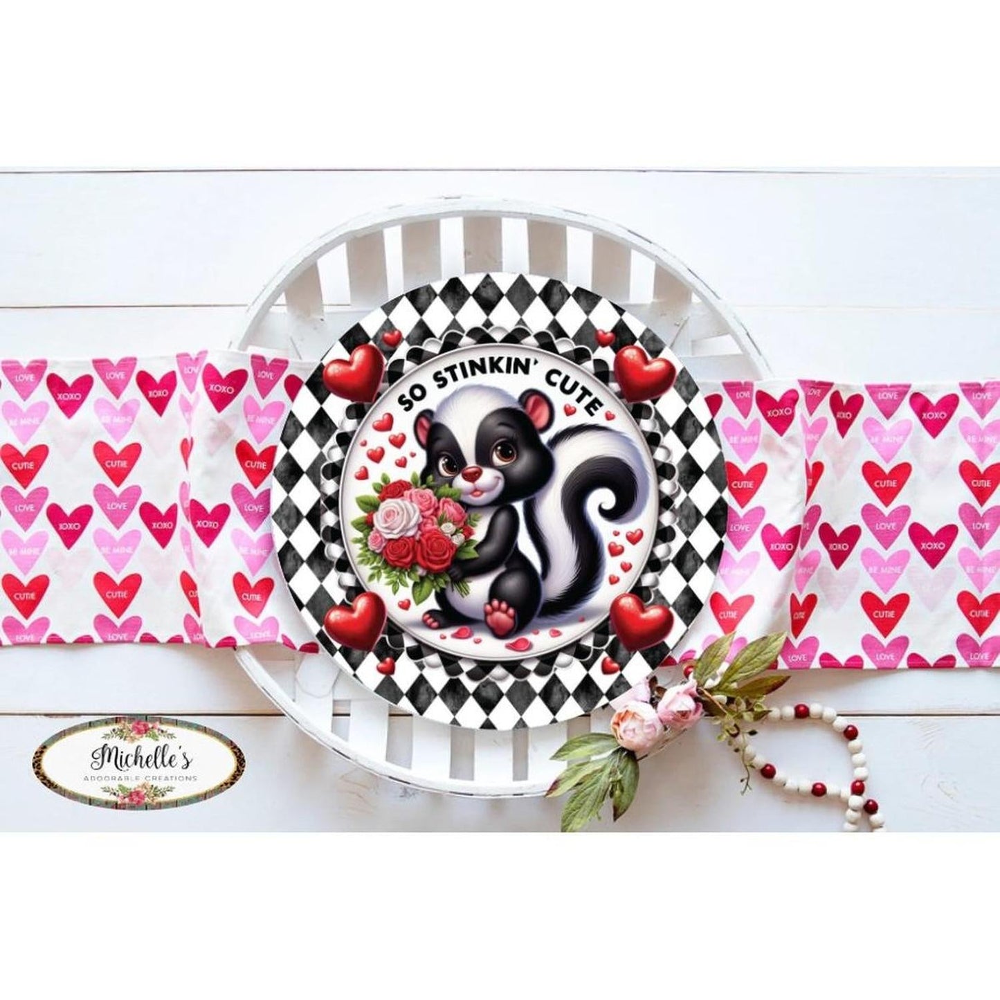 So Stinkin Cute Harlequin Skunk Round Sign