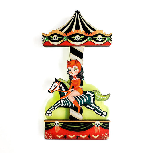Spooky Carousel Brooch by Laliblue – Retro Kitschy Statement Brooch for Collectors