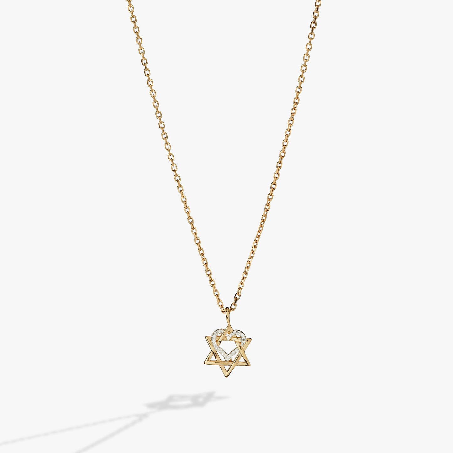 Star of David Heart Necklace, 14kt Gold Plated