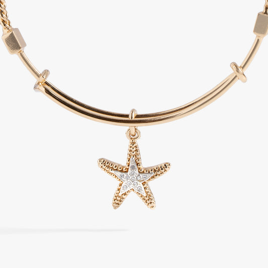 Textured Starfish Charm Bangle