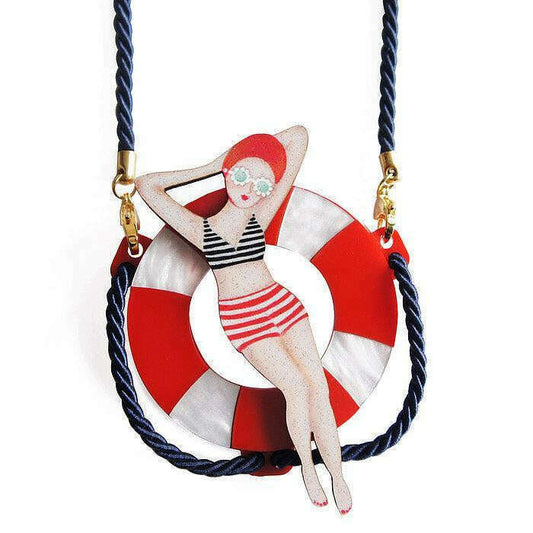Sun Bather Pin Up Inspired Brooch and Necklace by Laliblue