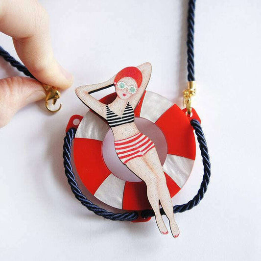 Sun Bather Pin Up Inspired Brooch and Necklace by Laliblue