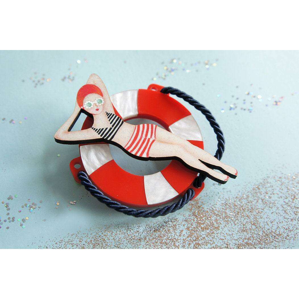 Sun Bather Pin Up Inspired Brooch and Necklace by Laliblue