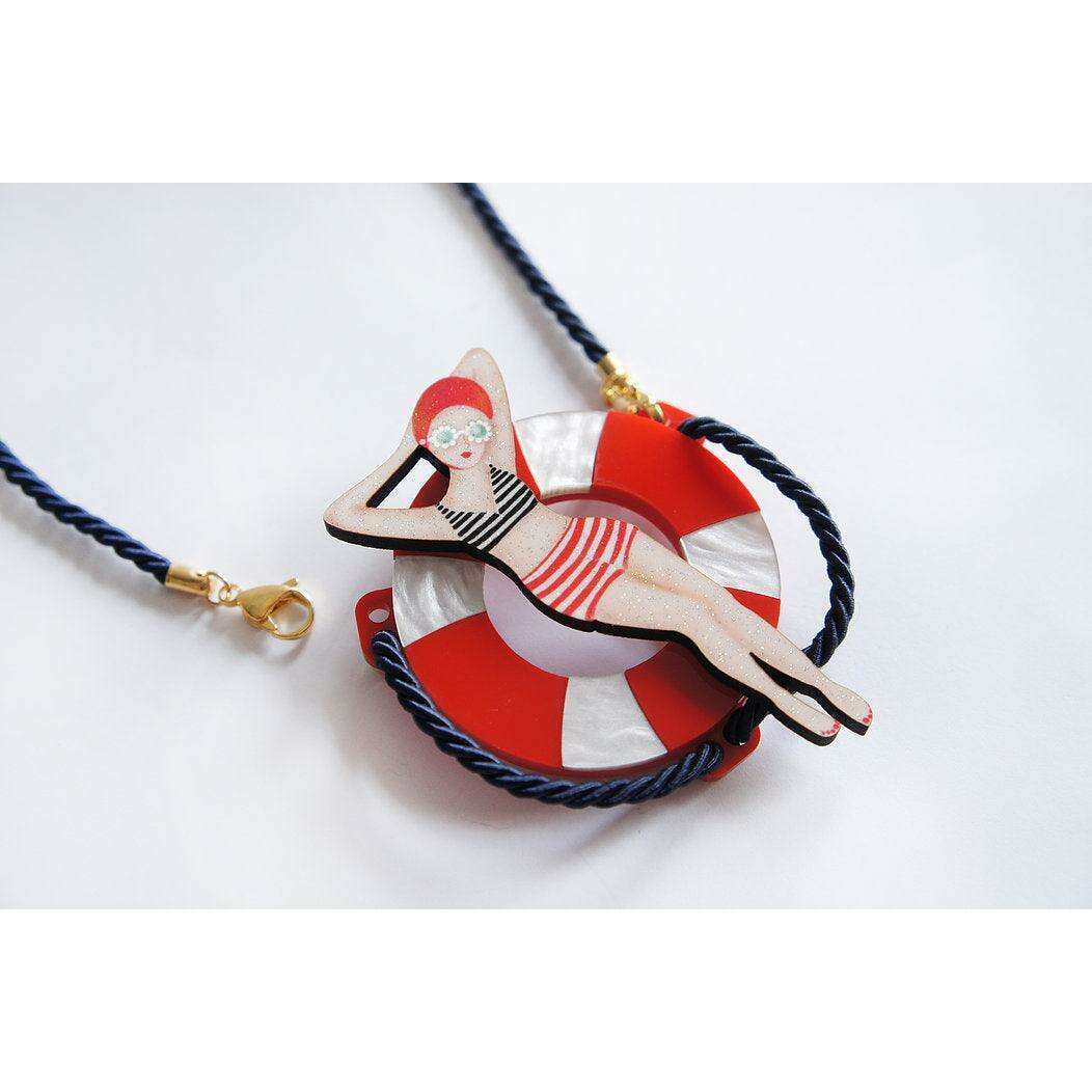 Sun Bather Pin Up Inspired Brooch and Necklace by Laliblue