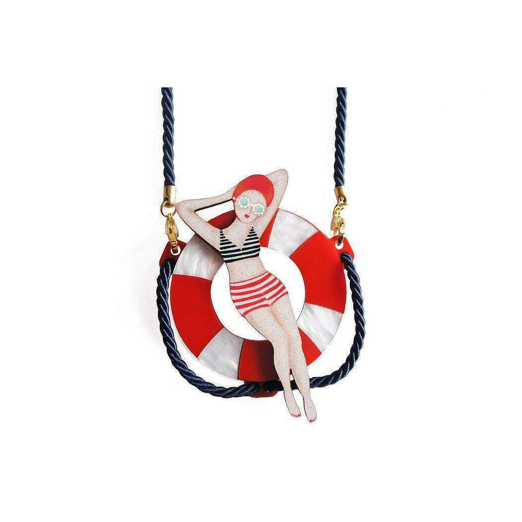 Sun Bather Pin Up Inspired Brooch and Necklace by Laliblue