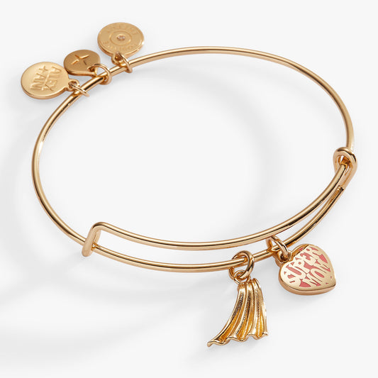 'Super Mom' Heart and Cape Charm Bangle