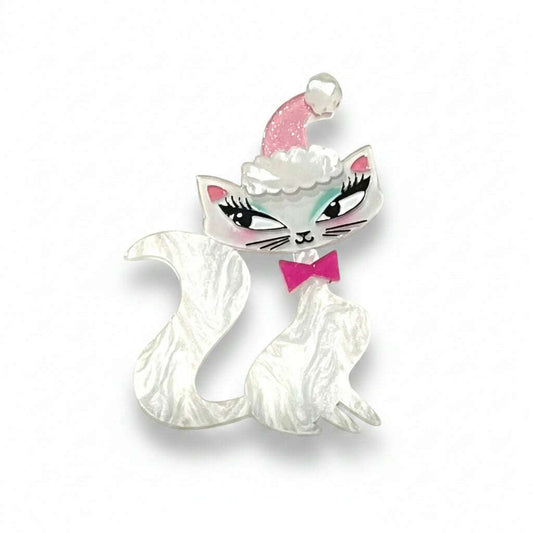 Swanky Pinkmas Kitty Brooch by Miss Fluff x Lipstick & Chrome
