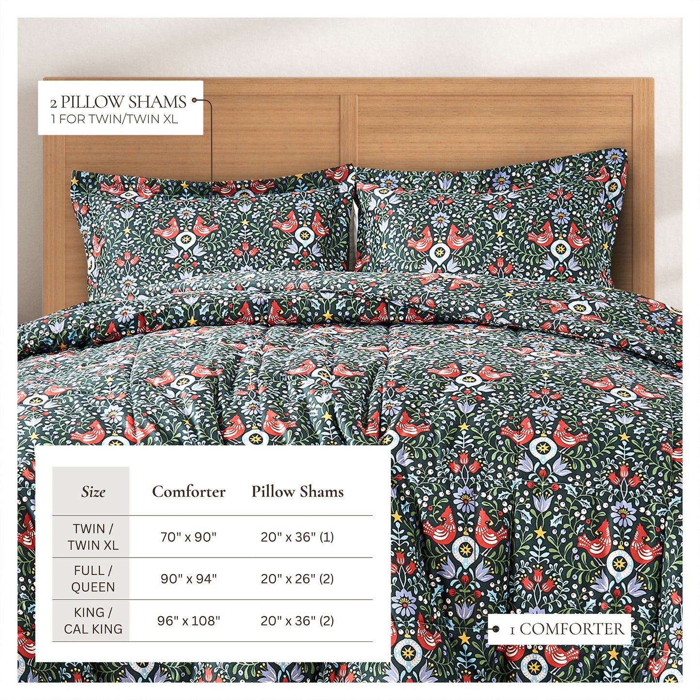 Reversible Christmas Comforter and Sham Set - Holiday / Lodge Odette Collection